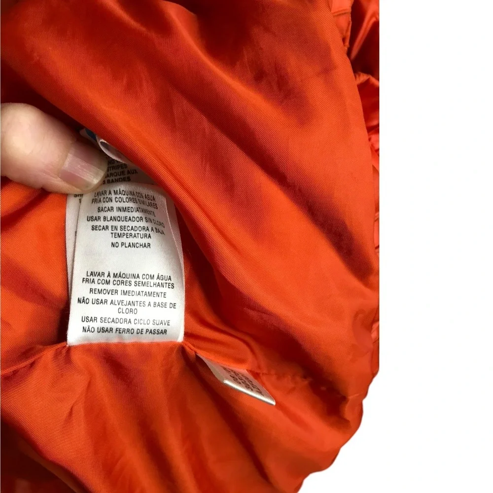 Adidas Puffer Jacket Mens Sz‎ M Bright Orange Detachable Hood Snap Zip Up
